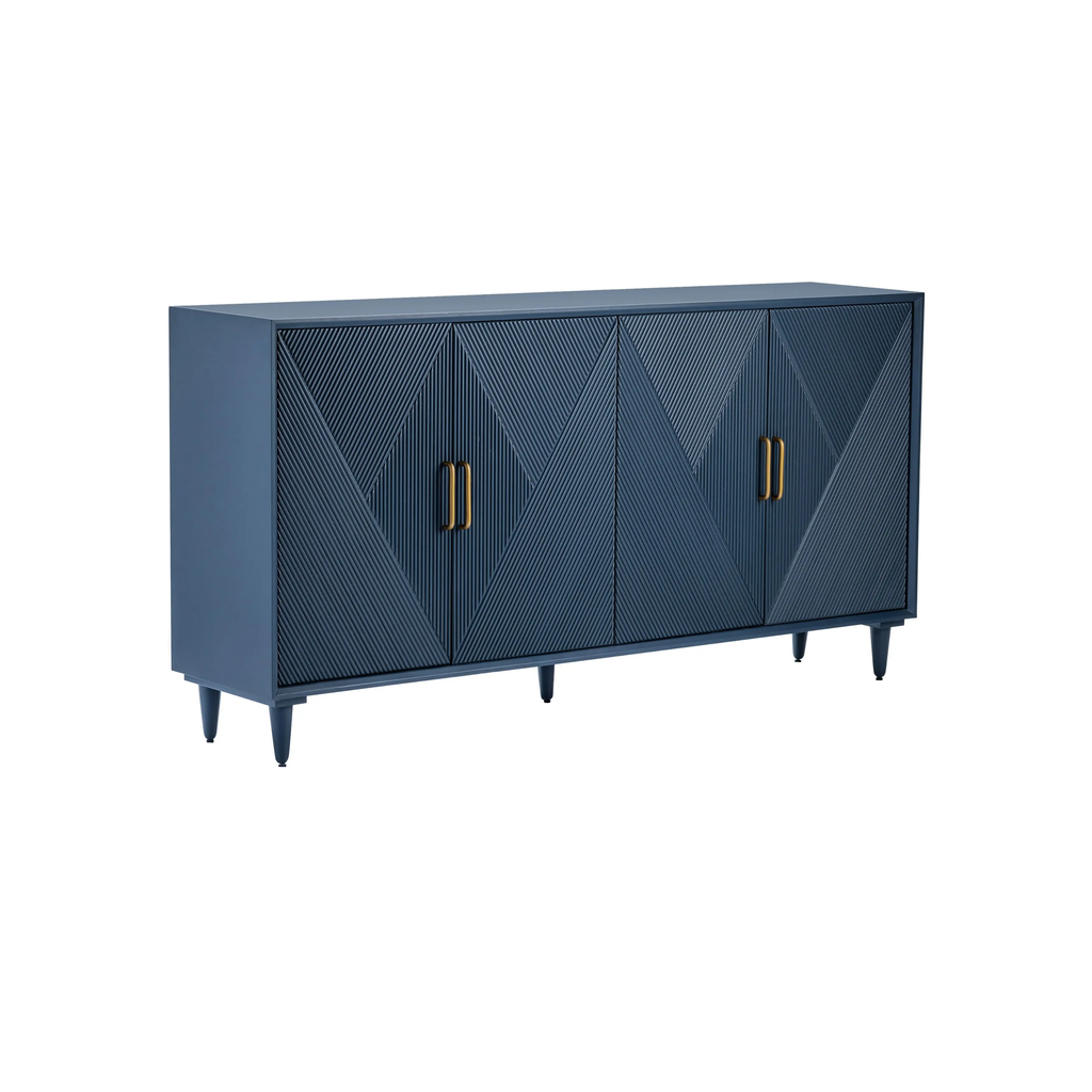 Arvada Blue Geometric Four-Door Sideboard
