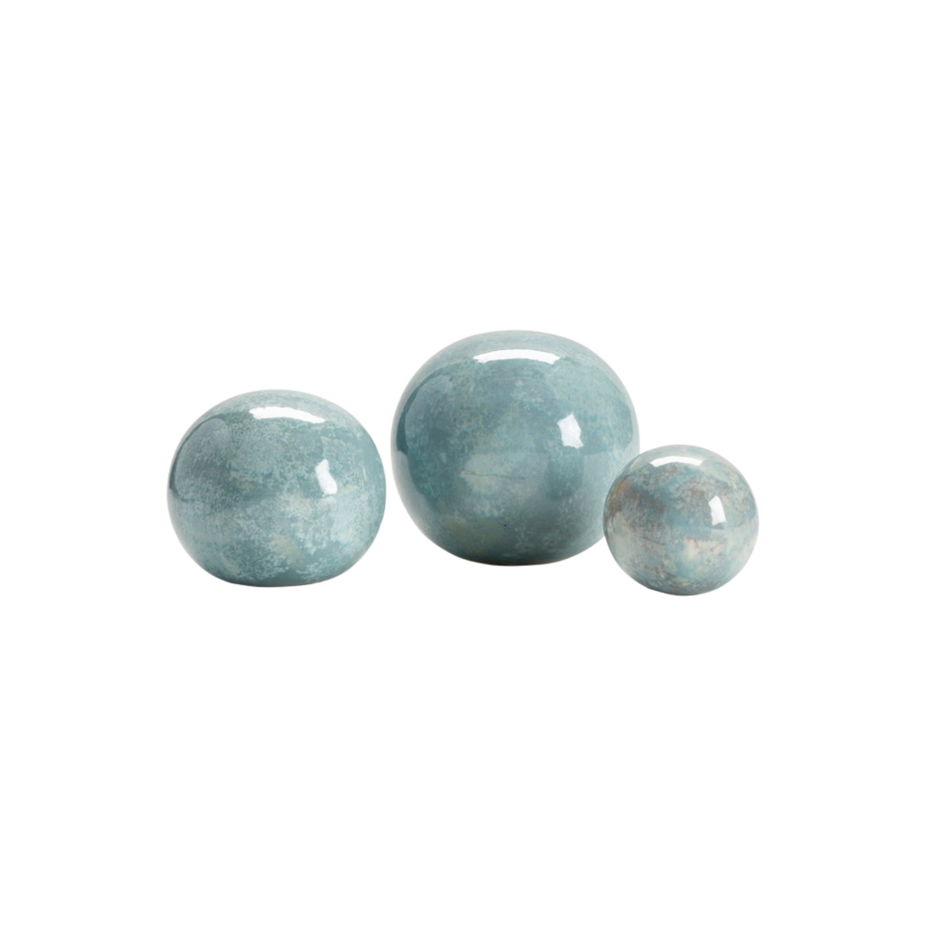 Lloyd Light Blue Marbleized Decorative Spheres (Set of 3)