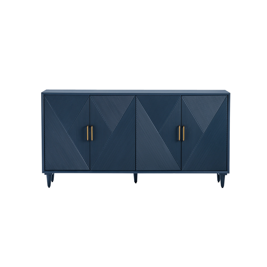 Arvada Blue Geometric Four-Door Sideboard