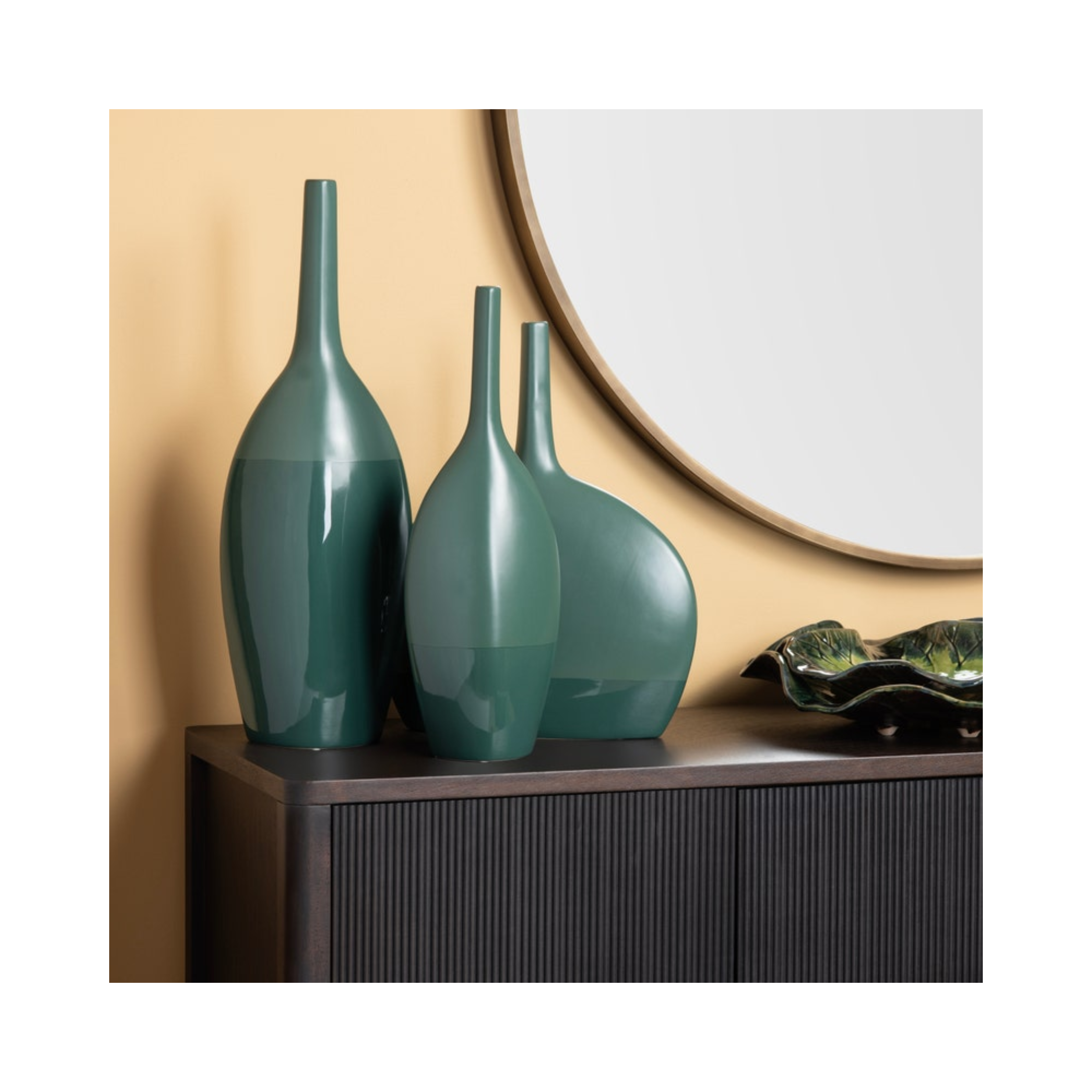 Emerald Bay Dual-Finish Ceramic Vase Set (Set of 3)