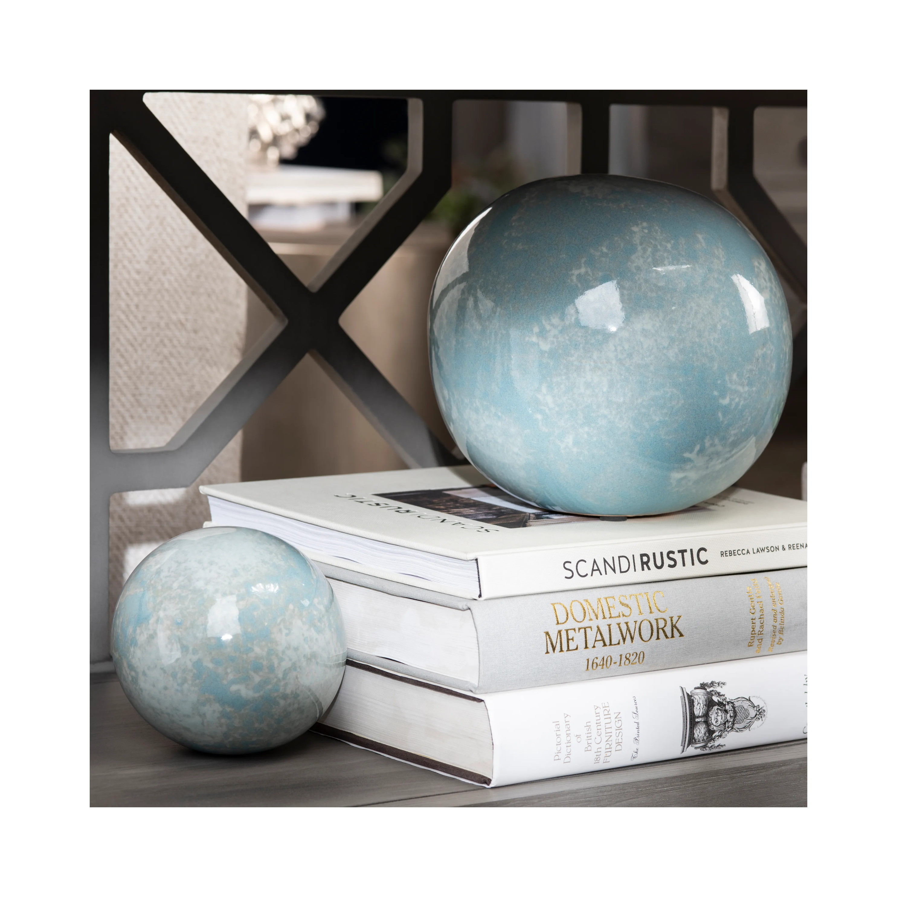 Lloyd Light Blue Marbleized Decorative Spheres (Set of 3)