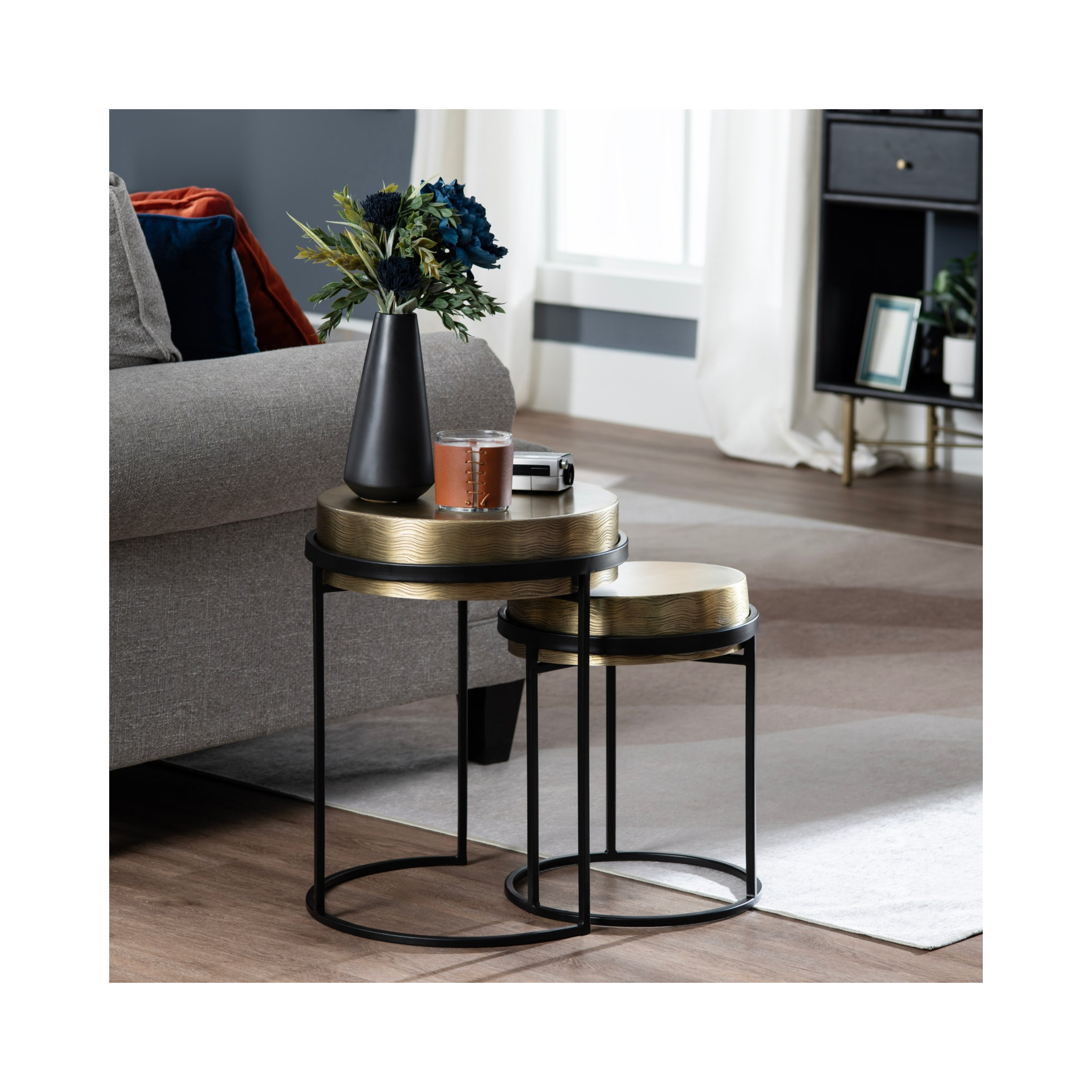 Hudson Textured Brass Nesting Tables (S/2)