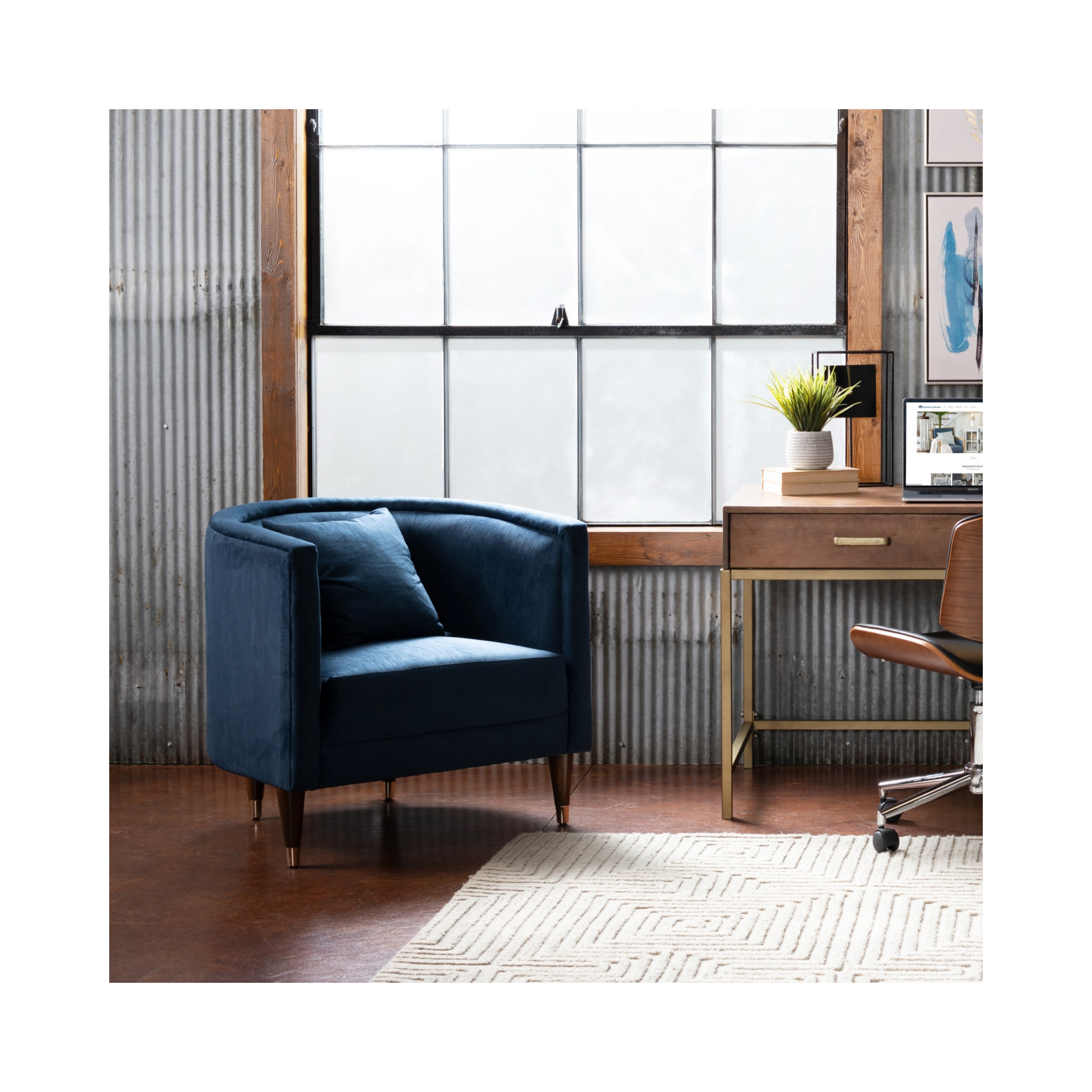 Sergovia Marino Blue Upholstered Armchair