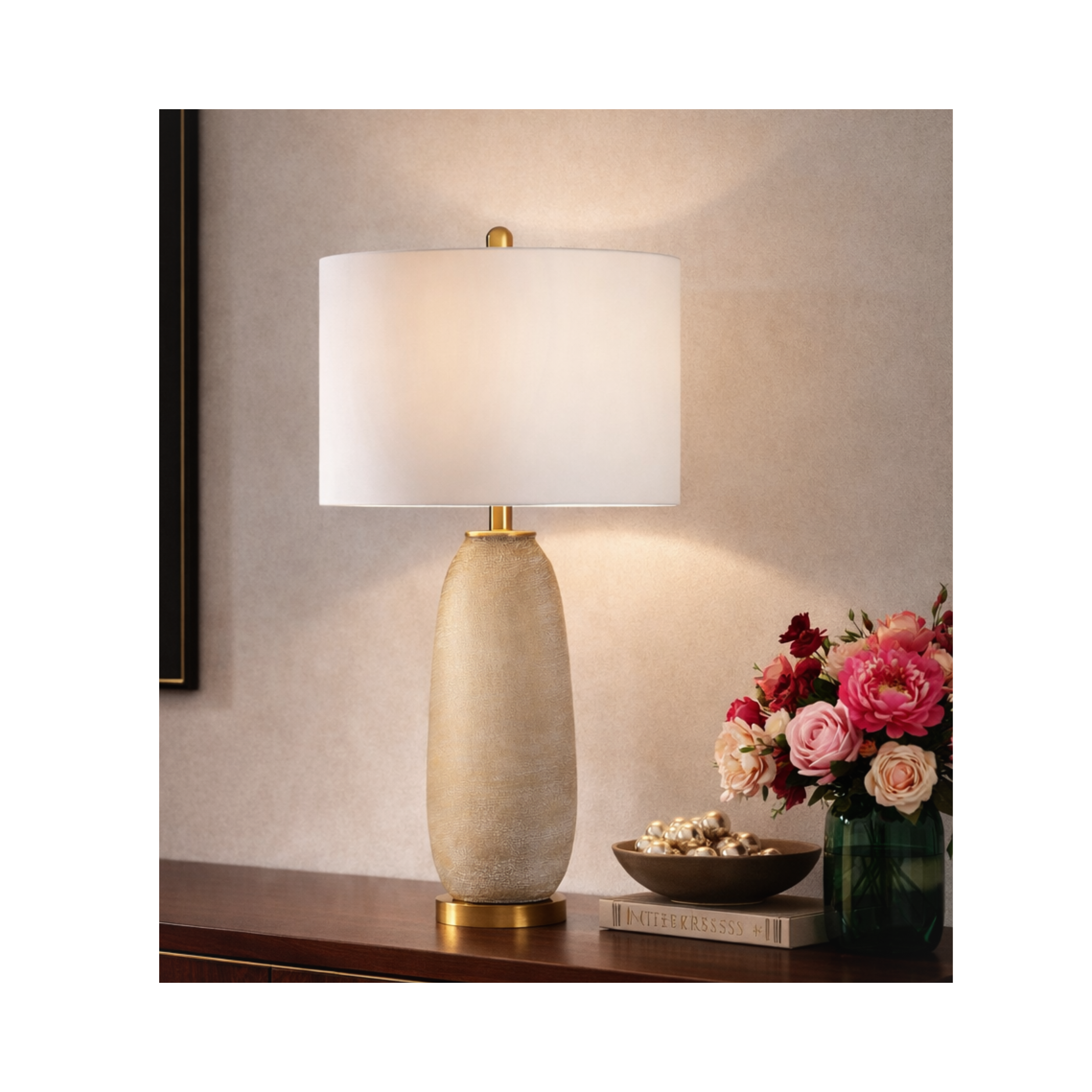 Kiran Cream Glass Table Lamp (S/2)