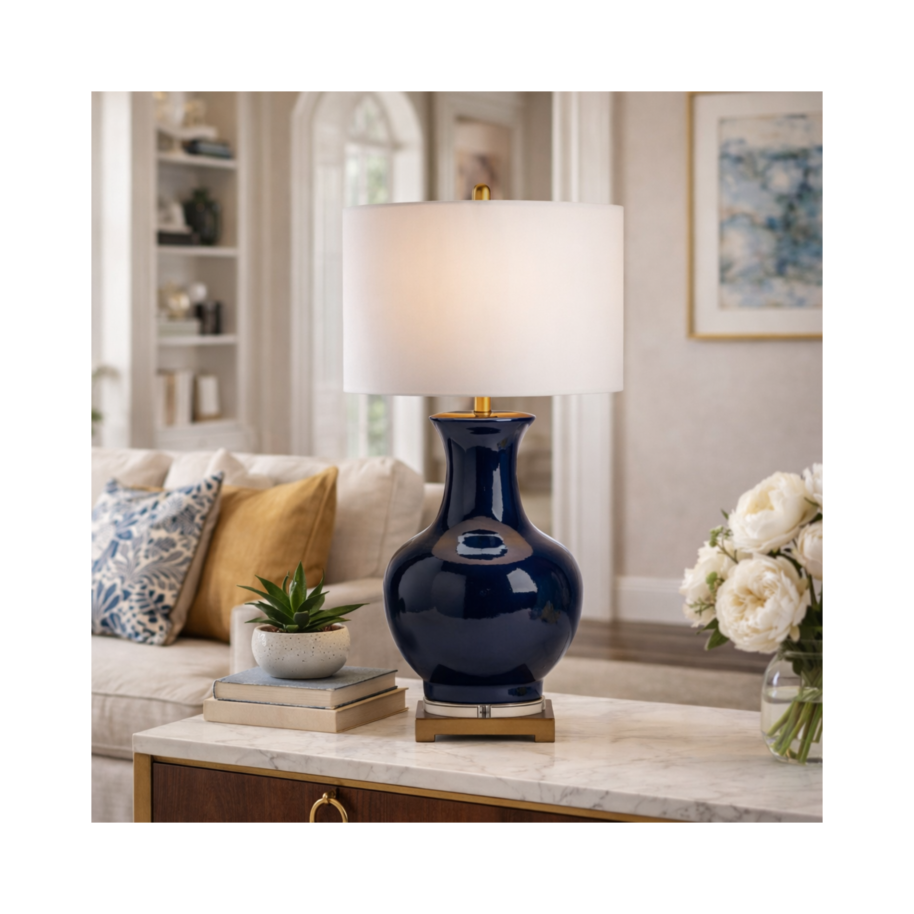 Hamilton Blue Urn Table Lamp