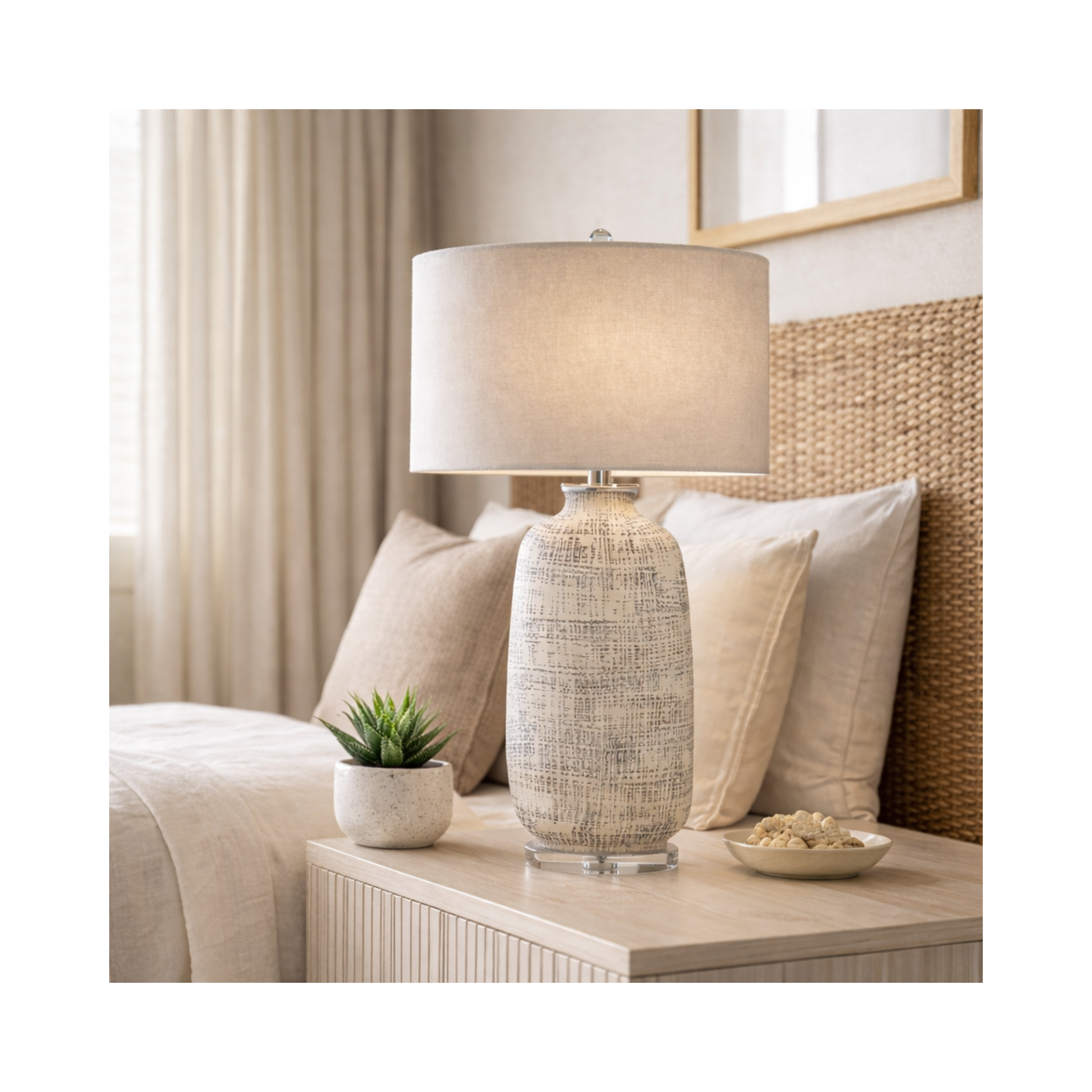Sanderson Crosshatch Ceramic Table Lamp (S/2)